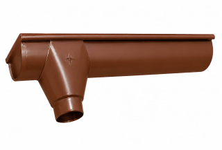 koncový barvený pozinkový žlab s kotlíkem a čelem 250/80 mm LEVÝ